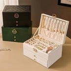 1pc PU Leather Jewellery Box, Storage Boxes, Earring, Ring and Necklace Display Stand, Stylish Desktop Organiser, Aesthetic Home Décor, Suitable for Bedrooms and Living Rooms