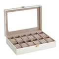 SONGMICS Watch Box with 12 Compartments, High-Quality PU Material, Soft Velvet Lining, Metal Closure, Transparent Glass Lid for Easy Access, Ideal for Watch Lovers and Storage Organization, Dimensions 20.2 x 30.2 x 7.8 cm.