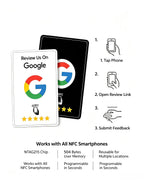 100Pcs Black Premium Wear‑Resistant Matte Finish Reusable Google Review Tap NFC Card Programmable NFC Tap Card User‑Friendly