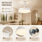 Retractable Ceiling Fan with Integrated Led Light, Silent Dc Motor and Remote Control, 6 Speeds with Dimmable Cct Lighting for Living Room, Bedroom, Dining Room, Modern 2-in-1 Energy-Efficient Fan with Elegant Design