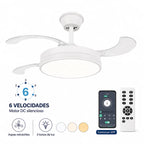 Retractable Ceiling Fan with Integrated Led Light, Silent Dc Motor and Remote Control, 6 Speeds with Dimmable Cct Lighting for Living Room, Bedroom, Dining Room, Modern 2-in-1 Energy-Efficient Fan with Elegant Design