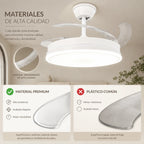 Retractable Ceiling Fan with Integrated Led Light, Silent Dc Motor and Remote Control, 6 Speeds with Dimmable Cct Lighting for Living Room, Bedroom, Dining Room, Modern 2-in-1 Energy-Efficient Fan with Elegant Design