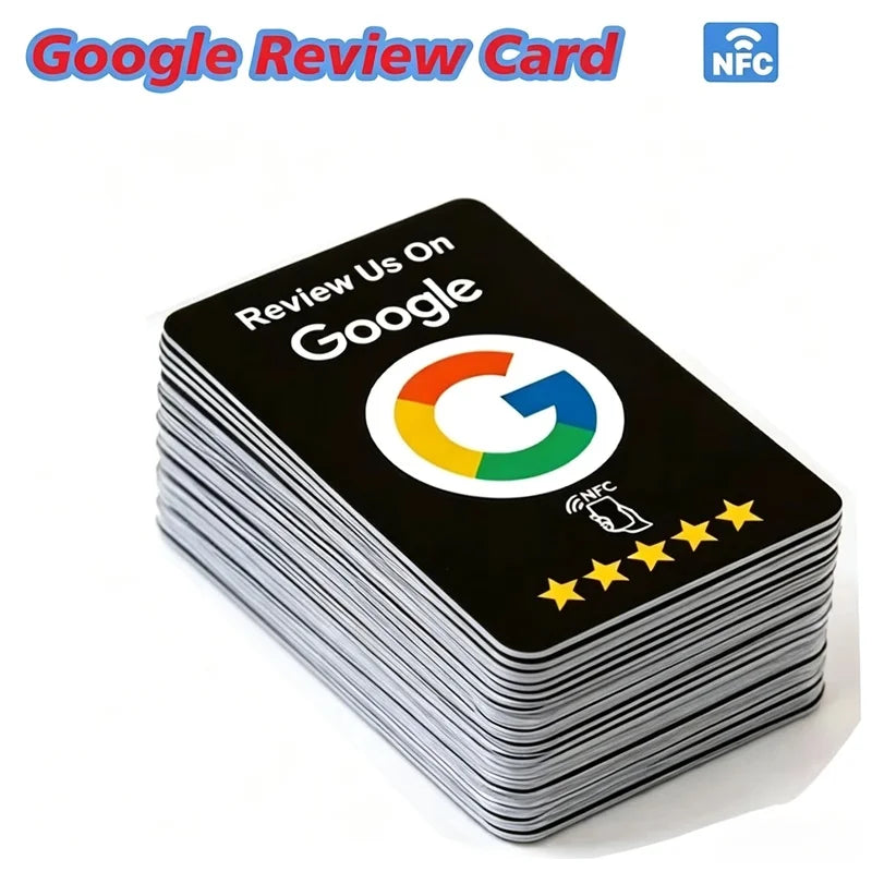 100Pcs Black Premium Wear‑Resistant Matte Finish Reusable Google Review Tap NFC Card Programmable NFC Tap Card User‑Friendly