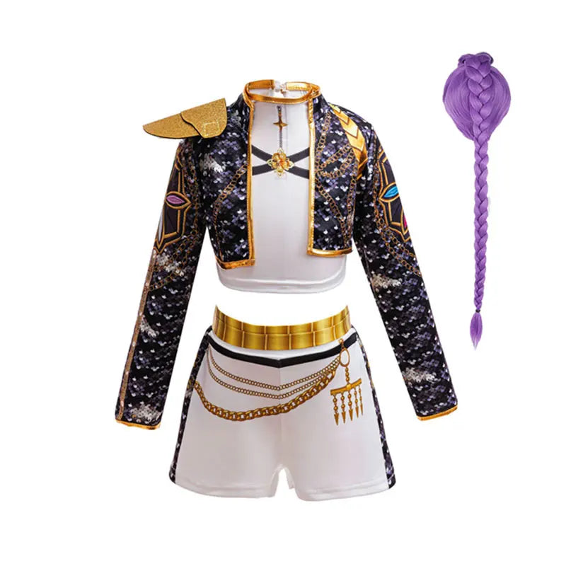 Kids Korean Singer Dance Costume Set Halloween Carnival Cosplay Outfit Girls Stage Performance Role Play Clothes