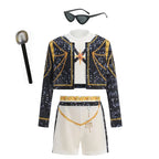 Kids Korean Singer Dance Costume Set Halloween Carnival Cosplay Outfit Girls Stage Performance Role Play Clothes