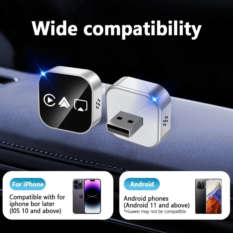 2026 Newly Upgraded Version Screen Mirroring 4-in-1 CarPlay Adapter Bluetooth Wireless Smart Plug-and-Play Car Adapter
