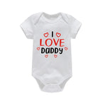 100%Cotton Baby Boys Girls Romper Short Sleeve Funny Letter Print I Love Mom Dad Jumpsuit Infant Newborn Costume Clothes