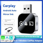 2026 Newly Upgraded Version Screen Mirroring 4-in-1 CarPlay Adapter Bluetooth Wireless Smart Plug-and-Play Car Adapter