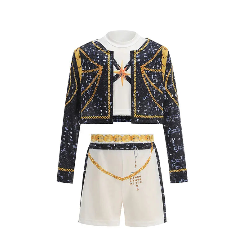 Kids Korean Singer Dance Costume Set Halloween Carnival Cosplay Outfit Girls Stage Performance Role Play Clothes
